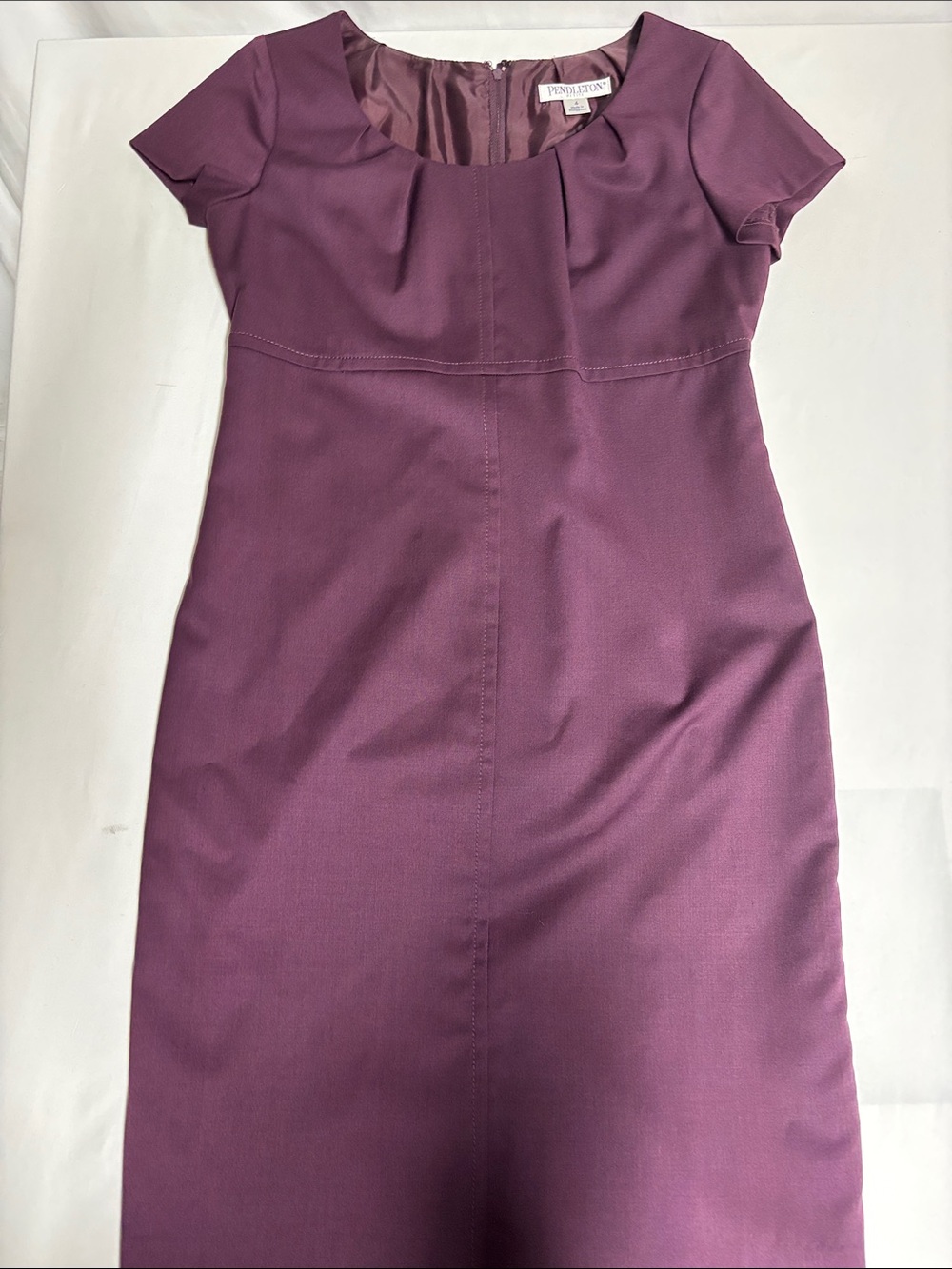 Pendleton Women’s Size 4 Plum Wool Blend Sheath Dress Square Neck Lined
